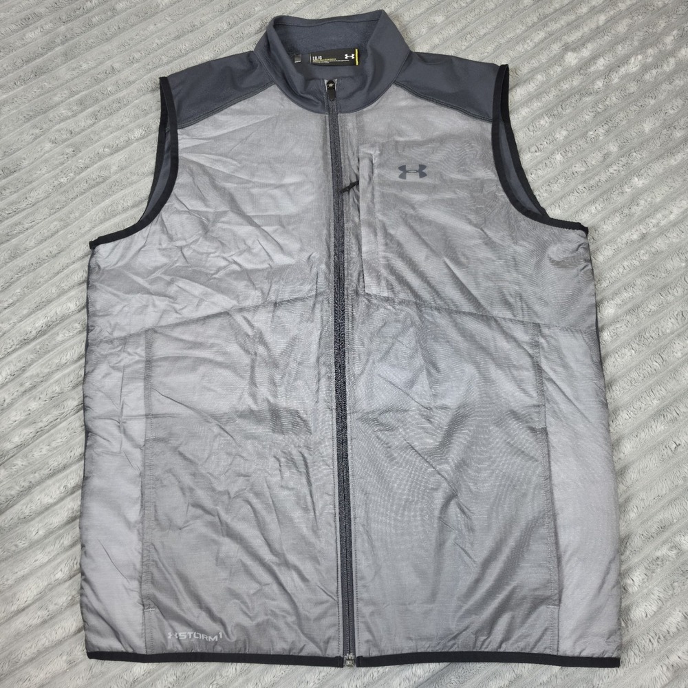 Under Armour Infared Storm‎ 1 Vest Mens L Cold Gear Primaloft Full Zip GRAY EUC
